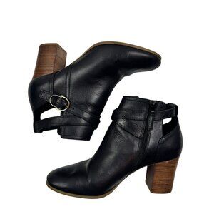 Cole Haan Block Heel Stappy Leather Round Toe Ankle Booites Women's Size 8.5